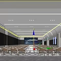 Spacious Modern Conference Room Interior Design With Arranged Chairs Large Screen And Ceiling Lights