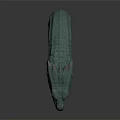3D Model Mythical Creature with Green Scales Red Eyes Open Mouth Sharp Fangs Curved Body