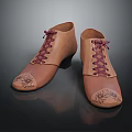 Elegant Brown Leather Lace Up Shoes With Decorative Pattern On Toe 3d model