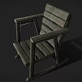 Vintage Wooden Rocking Chair with Armrests and Rustic Grayish Green Finish