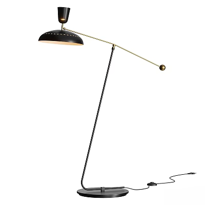 Modern Black and Gold Floor Lamp With Adjustable Arc Stand and Metal Shade Design 3d model