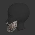 Realistic Black Head Model With Facial Organs And Brown Beard Hair