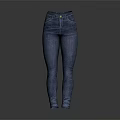 Blue High Waist Slim Fit Denim Jeans With Classic Pockets And Button Design