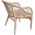 Modern Beige Rattan Dining Chair With Curved Armrests Woven Backrest And Seat Design