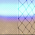 Black and White Net Structure With Diamond Mesh Pattern And Knotted Nodes