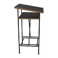 Modern Office Desk With Black Top Wooden Edge And Metal Cross Frame