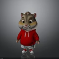 Cute Cartoon Hamster Character Wearing Red Hoodie And White Shorts Against Gray Background