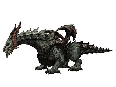 Mythical Dragon Game Movie Character Featuring Spiked Scales Horned Head And Reptilian Body 3d model