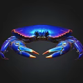 Vibrant Blue And Purple Crab As Colorful Aquatic Animal With Shiny Shell