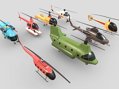 Multiple Military Fighter Jets with Various Colors Showcased in Aerial Display Formation 3d model