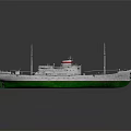 White And Green Ship With Detailed Deck And Masts