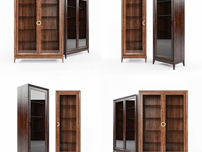 Wooden Wine Cabinet Designs With Glass Doors And Storage Shelves For Home Decor 3d model