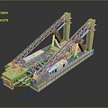 Industrial Port Crane Machinery With Yellow Metal Arms And Platform Structure