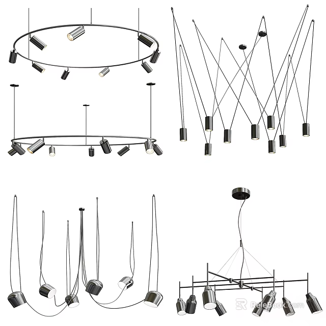 Modern Hanging Chandeliers With Diverse Designs For Contemporary Home Interiors 3d model 