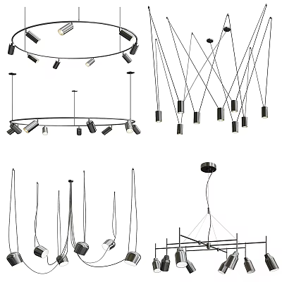 Modern Hanging Chandeliers With Diverse Designs For Contemporary Home Interiors 3d model