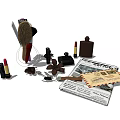 Glamorous Beauty Perfume Cosmetics Collection With Lipsticks Brushes And Bottles