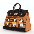 Hermes handbag women's luggage luxury handbag luggage bag shoulder bag briefcase litchi leather handbag HERMES 3d model