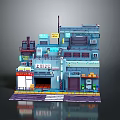 Japanese Style Multi Story Commercial Building With Colorful Shop Signs And Urban Architectural Details