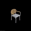 Outdoor Woven Chair with White Frame Gray Cushion and Woven Backrest Armrests