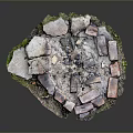 Rustic Stone Fire Pit Design With Wood Ash And Natural Grass Surroundings