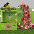 Tang Daren Themed Photo Check In Spot With Green Stand Colorful Flowers And Cherry Blossoms