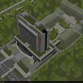 Aerial View Planning of Modern High Rise Building with Greenery and Surrounding Roads