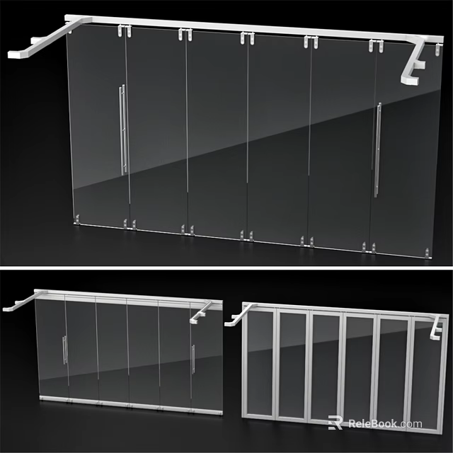 Modern Glass Swing Door Design With Metal Frame And Handles For Interior 3d model 