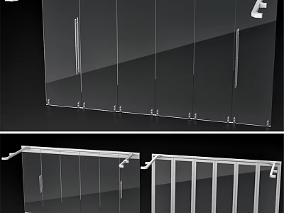 Modern Glass Swing Door Design With Metal Frame And Handles For Interior 3d model