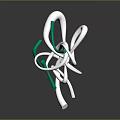 Abstract Silver And Green Twisted Sculpture With Curved Metal Elements 3d model