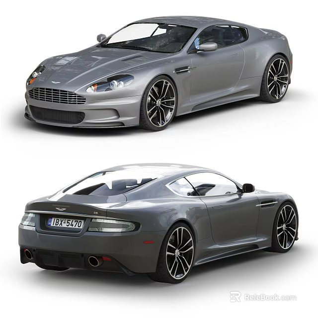 Silver Luxury Sports Car With Sleek Body Design And Sporty Alloy Wheels Front Rear Views 3d model 