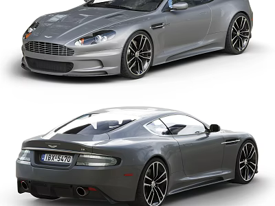 Silver Luxury Sports Car With Sleek Body Design And Sporty Alloy Wheels Front Rear Views 3d model