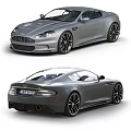 Silver Luxury Sports Car With Sleek Body Design And Sporty Alloy Wheels Front Rear Views