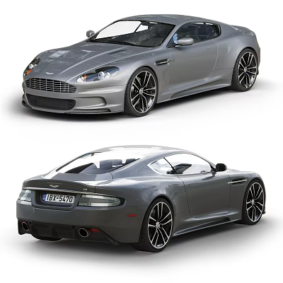 Silver Luxury Sports Car With Sleek Body Design And Sporty Alloy Wheels Front Rear Views 3d model