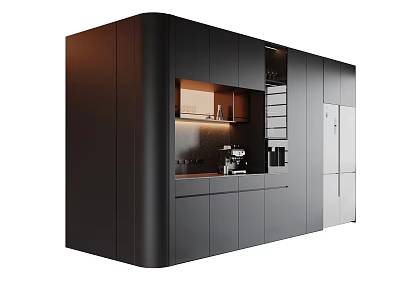 Modern Black Sideboard Cabinet With Sleek Design And Multiple Storage Drawers 3d model