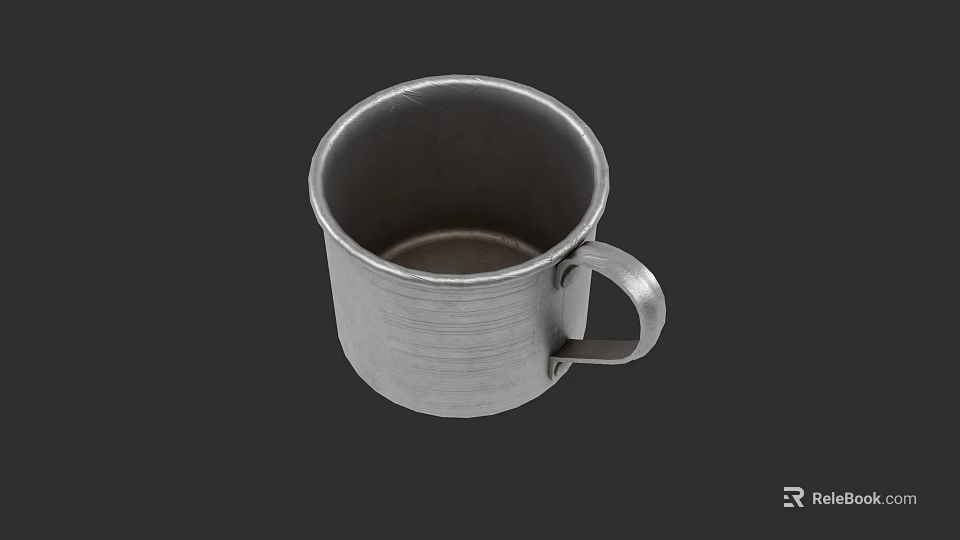 Stainless Steel Kitchen Metal Cup With Handle And Brushed Texture Surface Design 3d model 