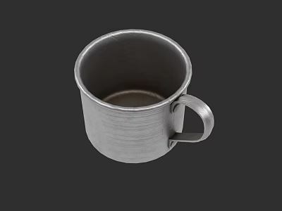 Stainless Steel Kitchen Metal Cup With Handle And Brushed Texture Surface Design 3d model
