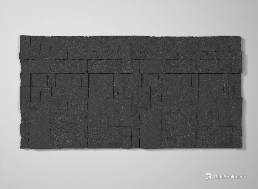 Modern Black Minimalist Background Wall With Square Tiles Textured Patterned Design 3d model
