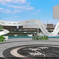 COCO City 2025 Landscape With Curved White Structure Green Plants And Circular Pavement