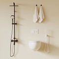 Modern Shower Combination Toilet Shower Towel Rack 3d model