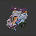 Maxima Shopping Cart Filled With Household Items And Large Wheels Design