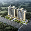 Twin Modern High Rise Residential Buildings With Lush Green Landscaping And Road Access