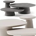 Modern Minimalist Dining Table Sets With Smooth Rounded Tops And Sturdy Solid Conical Bases