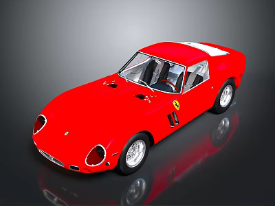 Red Ferrari Classic Sports Car With Vintage Design And Sleek Body On Reflective Surface 3d model