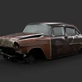 Old Rusted Damaged Car Body With Broken Parts And Vintage Design