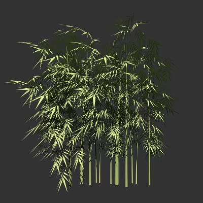 Lush Bamboo Plant With Green Leaves And Tall Natural Stems 3d model