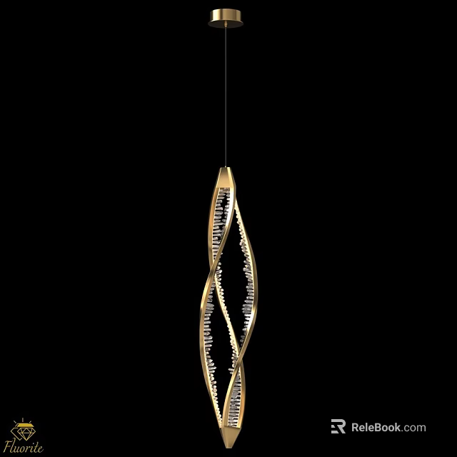 Modern Golden Spiral Chandelier With Twisted Metal Design And Elegant Lighting 3d model 