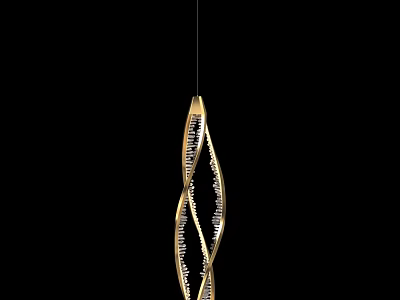 Modern Golden Spiral Chandelier With Twisted Metal Design And Elegant Lighting 3d model
