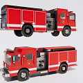 Red Fire Truck With Open Side Doors And Emergency Rescue Equipment