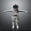White Astronaut Spacesuit With Detailed Design Helmet Pink Stripe And Green Accents