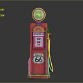 Vintage Red Route 66 Gas Pump With Classic Logo And Number Sign